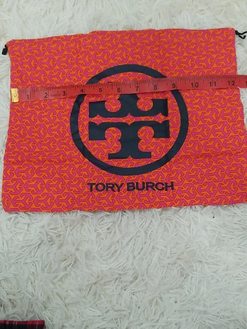 Tory Burch Pink and Orange Logo Drawstring Bag